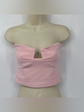 Susana Monaco angled wire strapless tube top shirt jersey knit pink crop new M